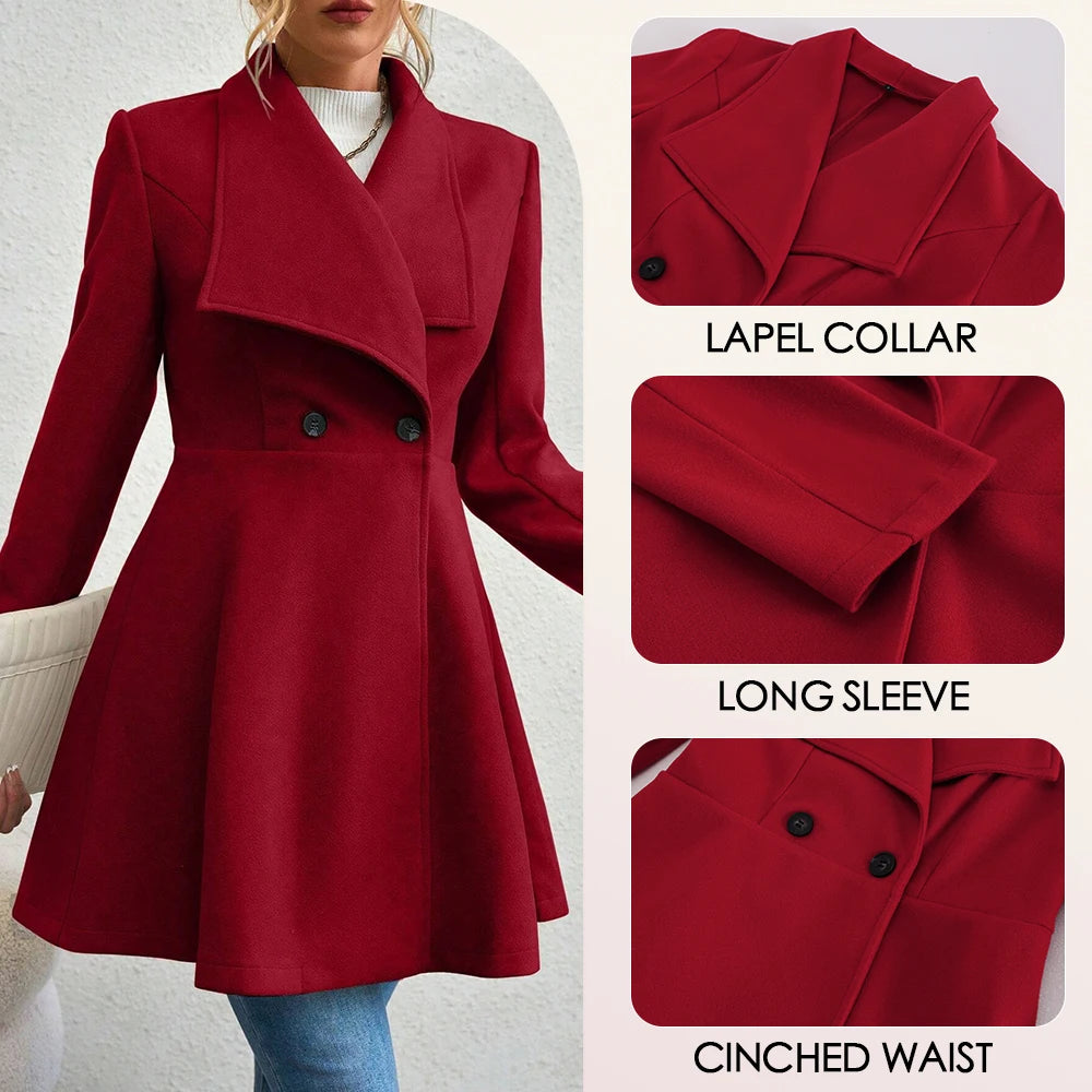 "Mia Muse Red Lapel Work Coat"