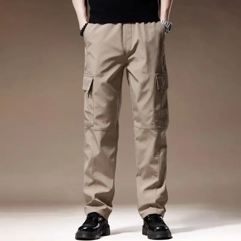 بنطلون رياضي رجالي فضفاض بجيوب كبيرة، مناسب للربيع والصيف، مناسب للجري والأنشطة الخارجية، بخصر مطاطي.