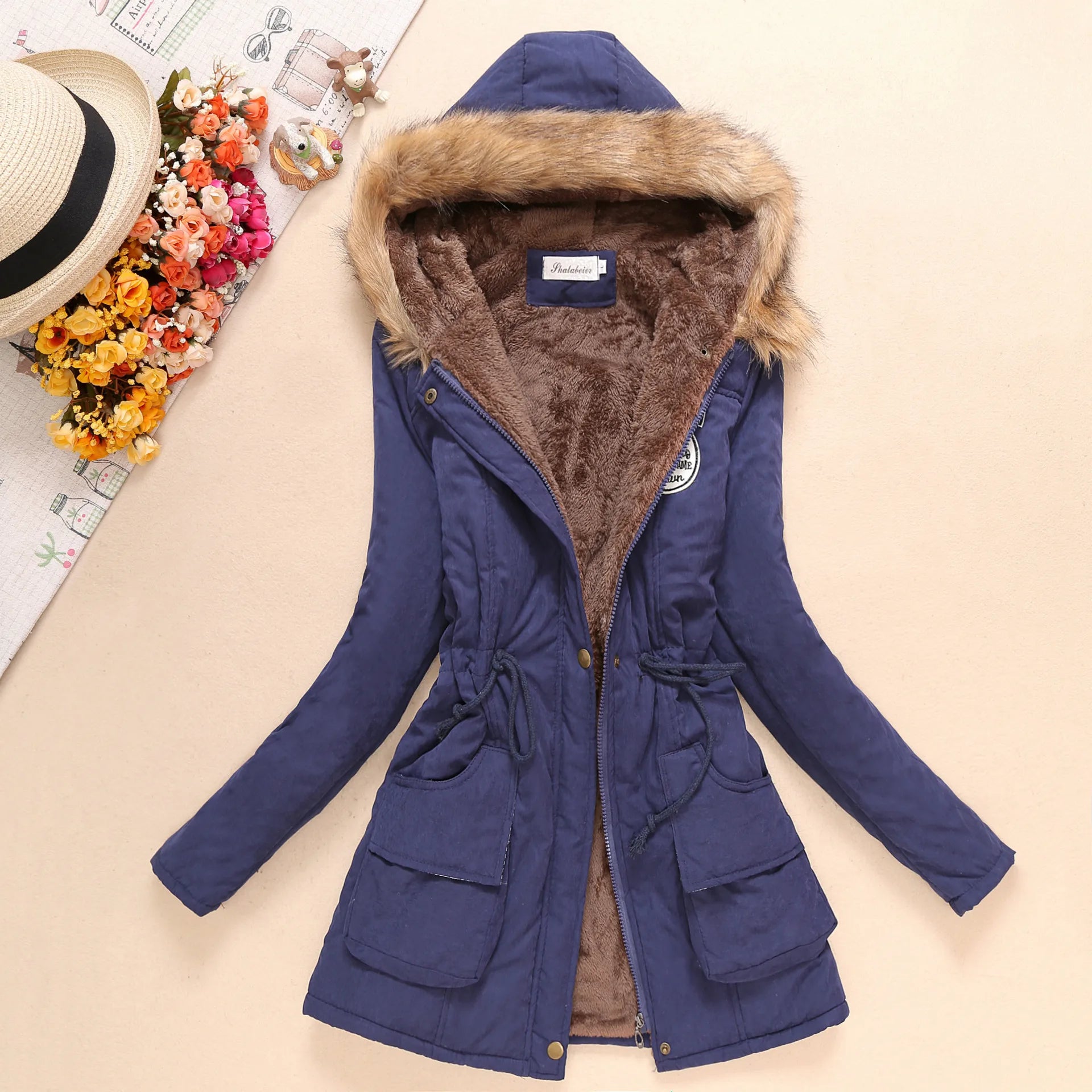 Embroidered Hooded Coat