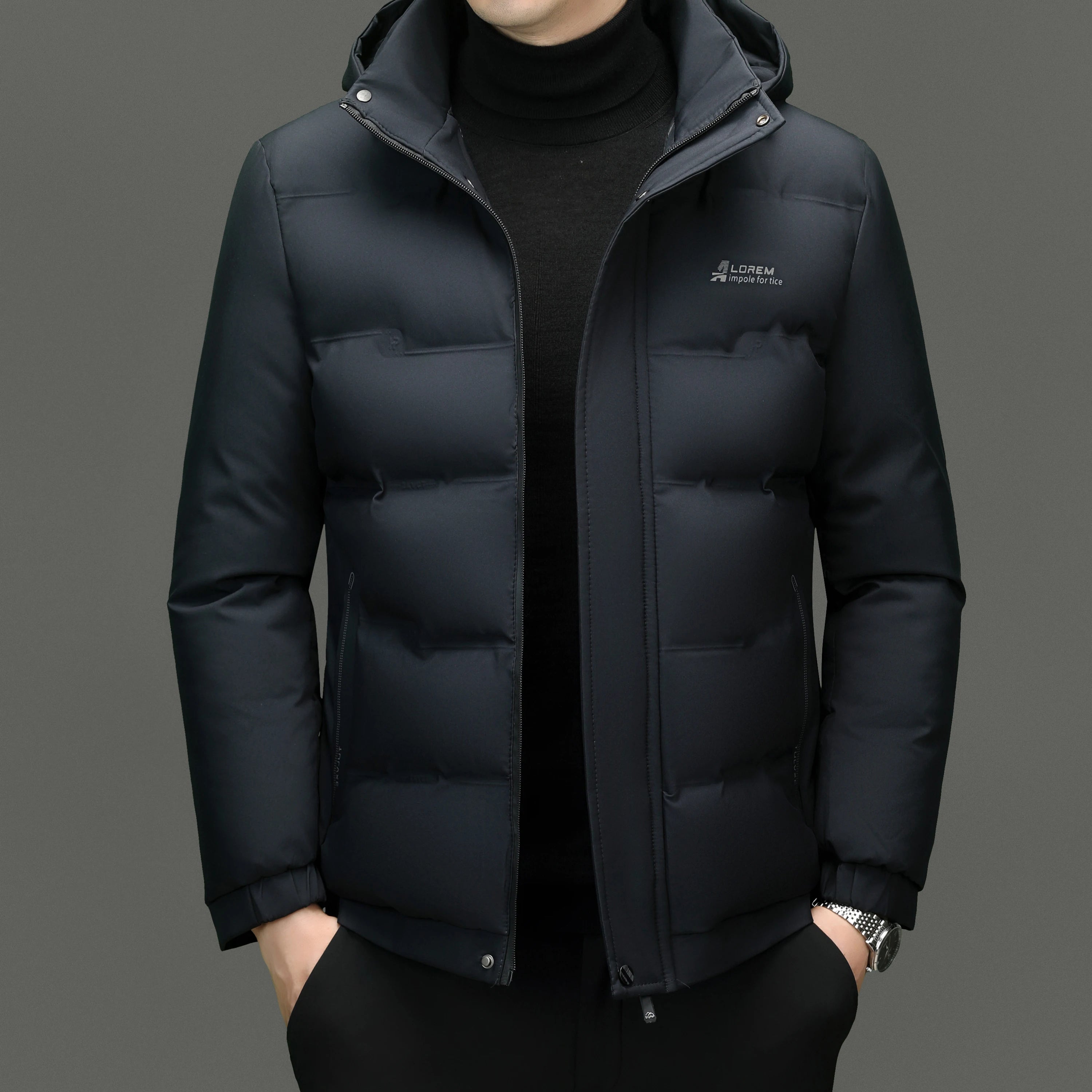 جاكيت باركا شتوي رجالي فاخر من ماركة جديدة، سميك، عصري، مقاوم للرياح، مزود بغطاء رأس، ملابس رجالية 2025