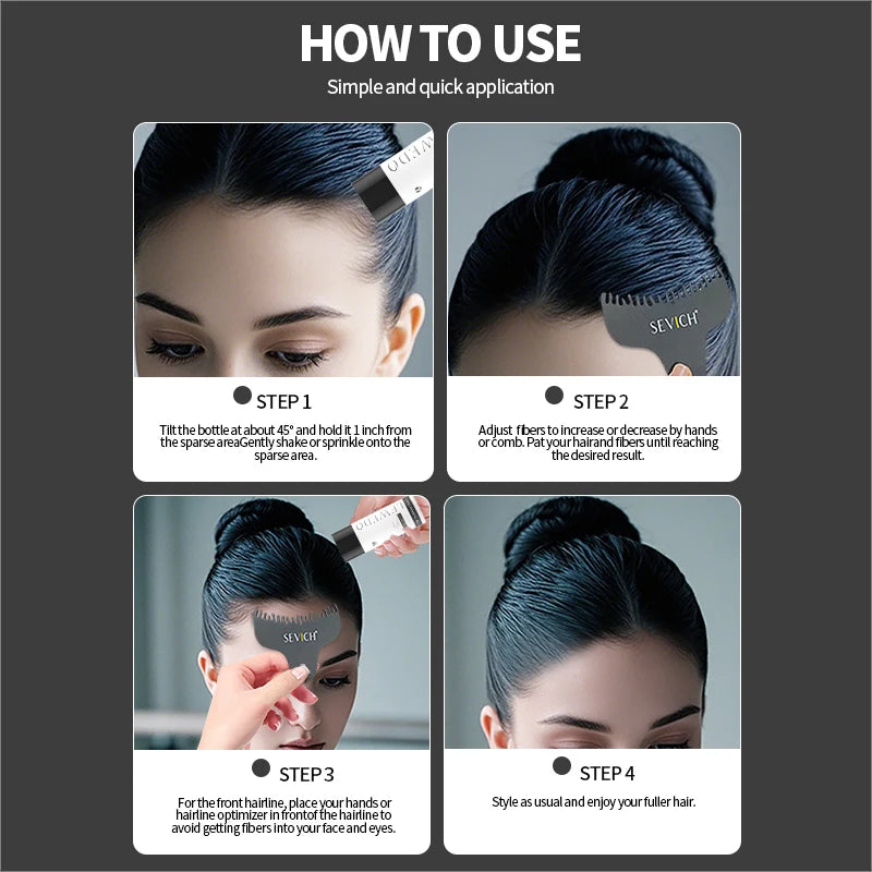 بناء الشعر والكيراتين الطبيعي ومسحوق التصفيف ومُحسِّن العناية بالشعر الكثيف وألياف إعادة النمو