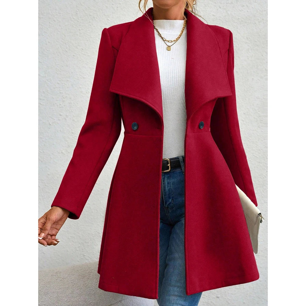 "Mia Muse Red Lapel Work Coat"