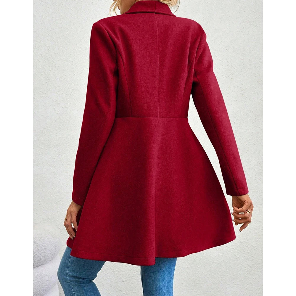 "Mia Muse Red Lapel Work Coat"