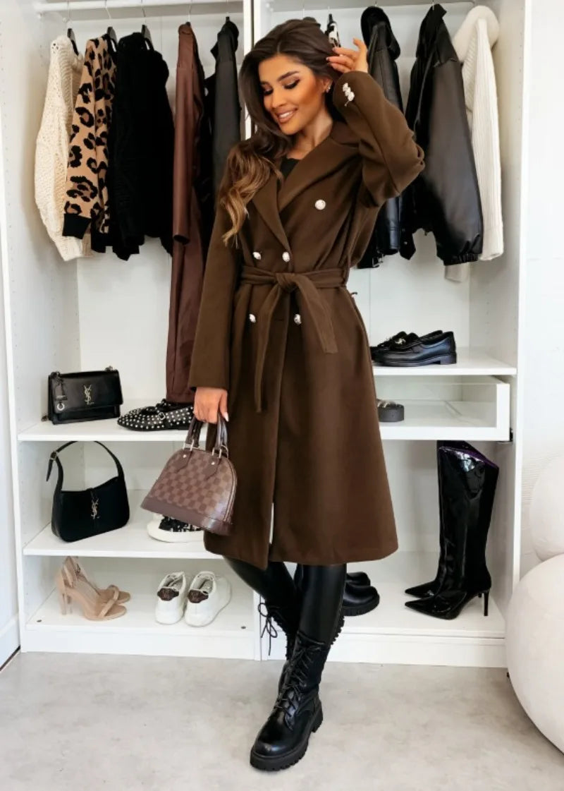 Elegant Double Breasted Trench Coat
