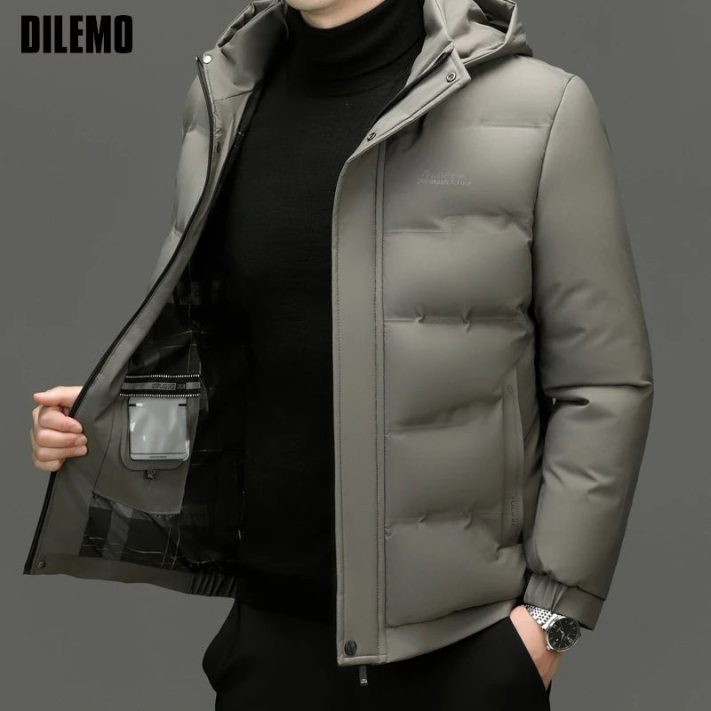 جاكيت باركا شتوي رجالي فاخر من ماركة جديدة، سميك، عصري، مقاوم للرياح، مزود بغطاء رأس، ملابس رجالية 2025